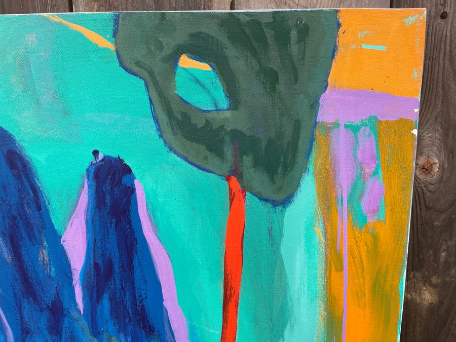 Original Jean Klafs Abstract Expressionist Painting On Canvas Titled 'Guilin Pinnacles' 42 X 34 [Photo 6]