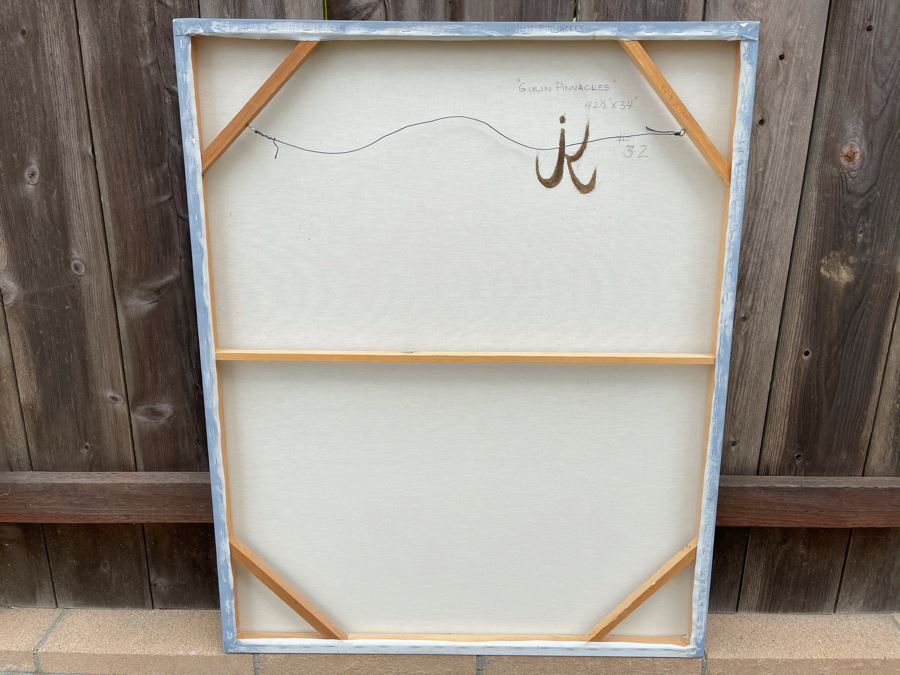 Original Jean Klafs Abstract Expressionist Painting On Canvas Titled 'Guilin Pinnacles' 42 X 34 [Photo 11]