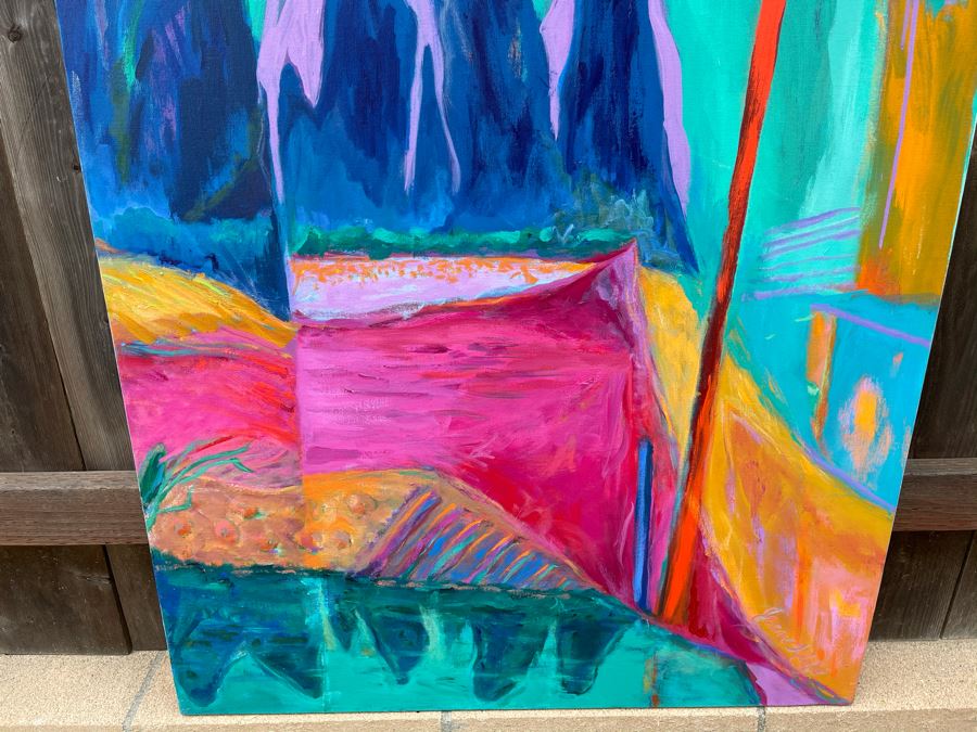 Original Jean Klafs Abstract Expressionist Painting On Canvas Titled 'Guilin Pinnacles' 42 X 34 [Photo 4]