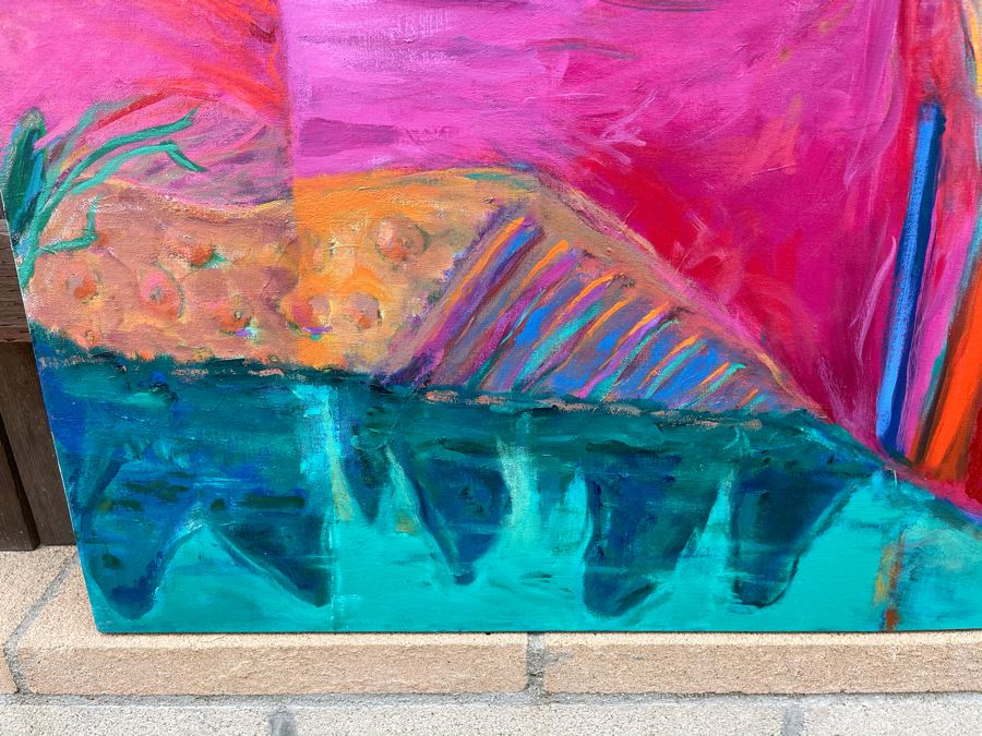 Original Jean Klafs Abstract Expressionist Painting On Canvas Titled 'Guilin Pinnacles' 42 X 34 [Photo 8]