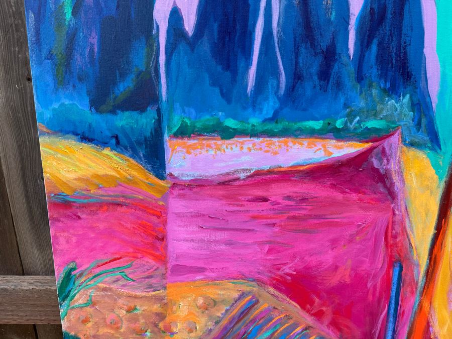 Original Jean Klafs Abstract Expressionist Painting On Canvas Titled 'Guilin Pinnacles' 42 X 34 [Photo 9]