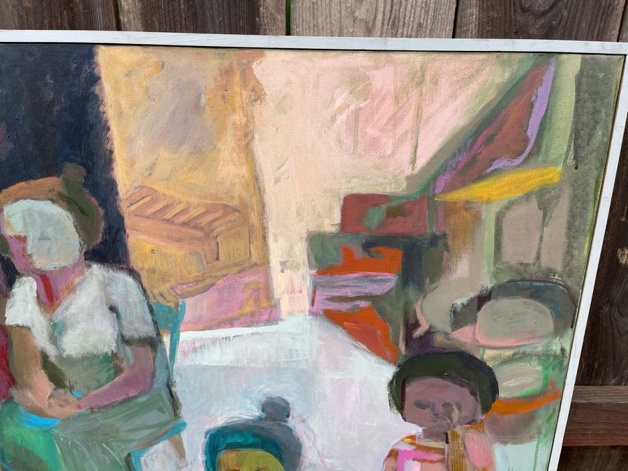 Original Jean Klafs Abstract Expressionist Framed Painting On Canvas Titled 'Making Piki Bread' 40 X 30 [Photo 7]