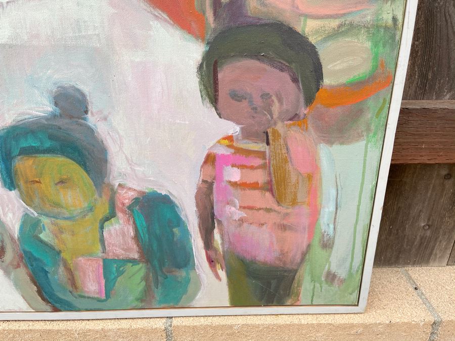 Original Jean Klafs Abstract Expressionist Framed Painting On Canvas Titled 'Making Piki Bread' 40 X 30 [Photo 6]