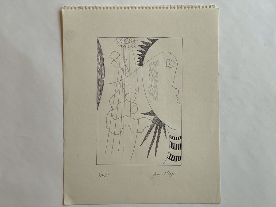 Original Jean Klafs Ink Line Drawing On Paper 1976 11 X 14 [Photo 2]