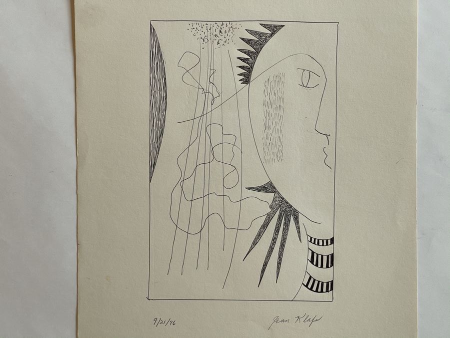 Original Jean Klafs Ink Line Drawing On Paper 1976 11 X 14
