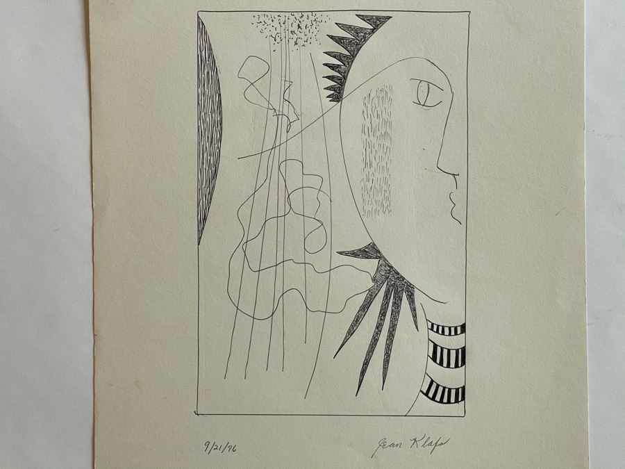 Original Jean Klafs Ink Line Drawing On Paper 1976 11 X 14 [Photo 7]