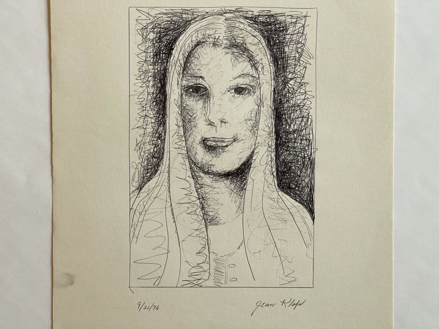 Original Jean Klafs Ink Portrait Drawing On Paper 1976 11 X 14 [Photo 3]