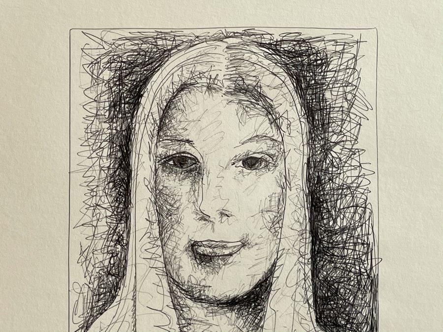 Original Jean Klafs Ink Portrait Drawing On Paper 1976 11 X 14 [Photo 4]