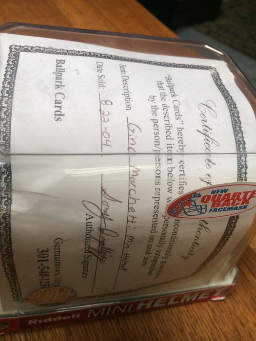 Signed Mini Football Helmet Gino Marchetti with Certificate of Authenticity and Football Card [Photo 4]