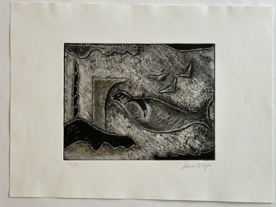Original Jean Klafs Abstract Expressionist Monotype On Paper 20 X 15 [Photo 2]