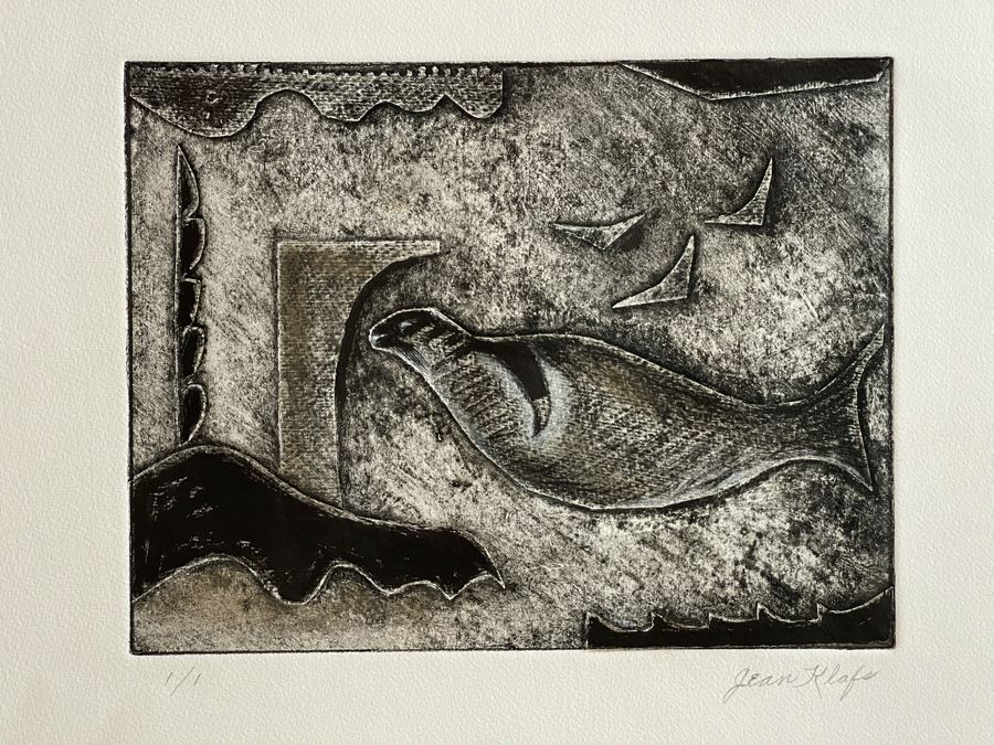 Original Jean Klafs Abstract Expressionist Monotype On Paper 20 X 15 [Photo 3]