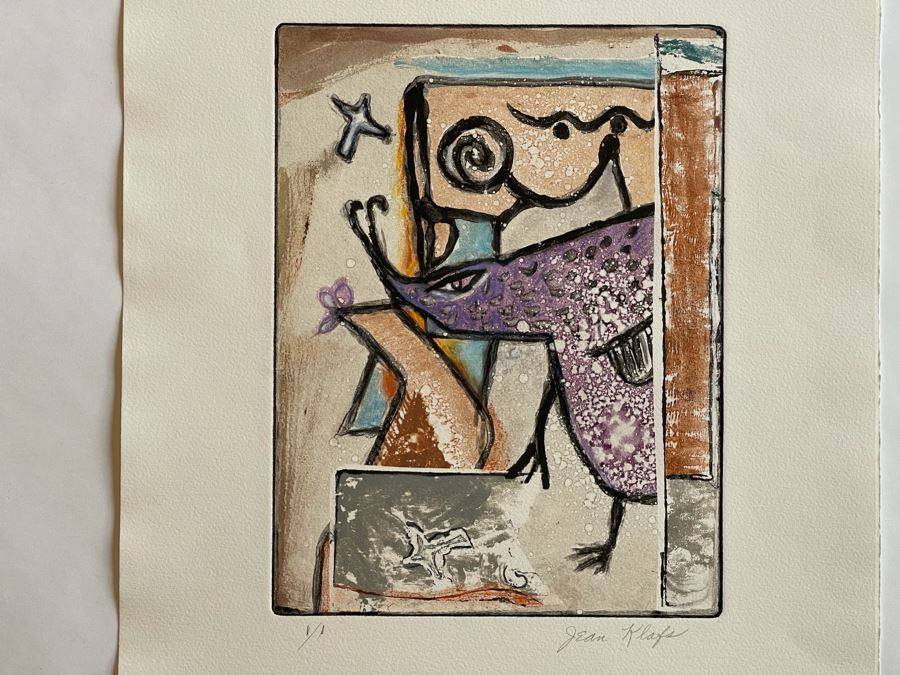 Original Jean Klafs Abstract Expressionist Monotype On Paper 15 X 20 [Photo 3]