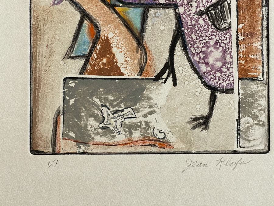 Original Jean Klafs Abstract Expressionist Monotype On Paper 15 X 20 [Photo 4]