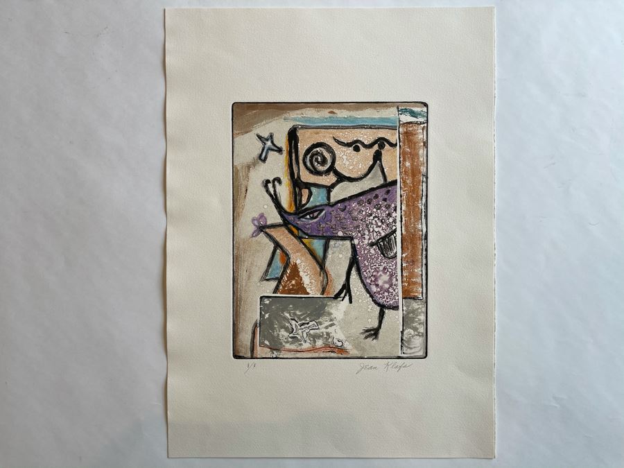 Original Jean Klafs Abstract Expressionist Monotype On Paper 15 X 20 [Photo 2]