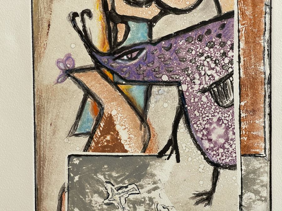 Original Jean Klafs Abstract Expressionist Monotype On Paper 15 X 20 [Photo 5]