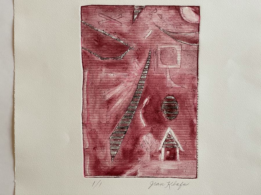 Original Jean Klafs Abstract Expressionist Monotype On Paper 15 X 20 [Photo 3]