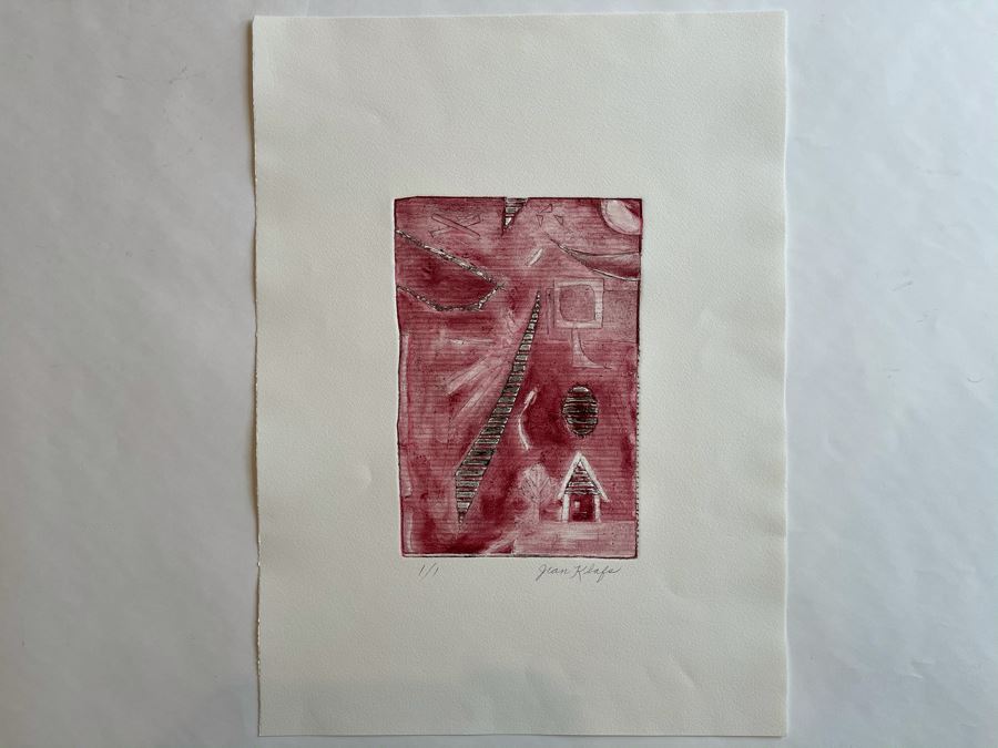 Original Jean Klafs Abstract Expressionist Monotype On Paper 15 X 20 [Photo 2]