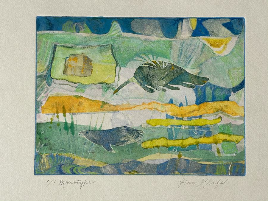 Original Jean Klafs Abstract Expressionist Monotype On Paper 15 X 21 [Photo 3]