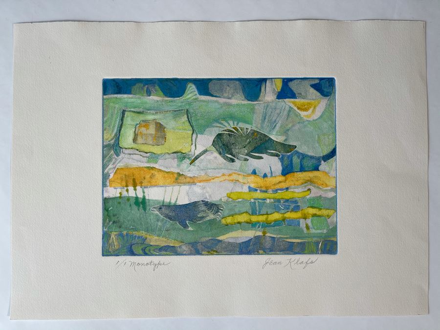 Original Jean Klafs Abstract Expressionist Monotype On Paper 15 X 21 [Photo 2]