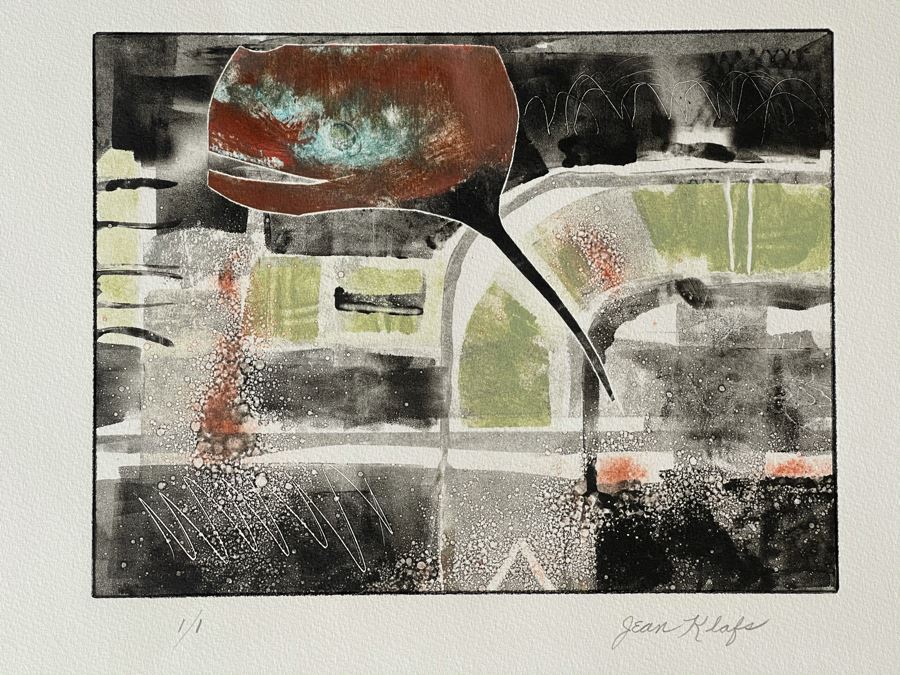 Original Jean Klafs Abstract Expressionist Monotype On Paper 22 X 15 [Photo 3]