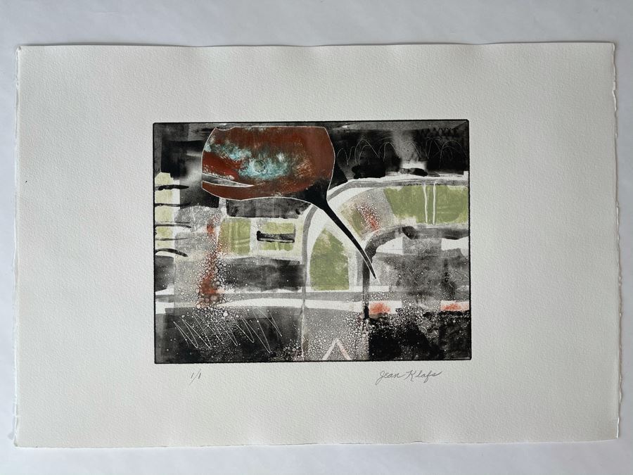 Original Jean Klafs Abstract Expressionist Monotype On Paper 22 X 15 [Photo 2]