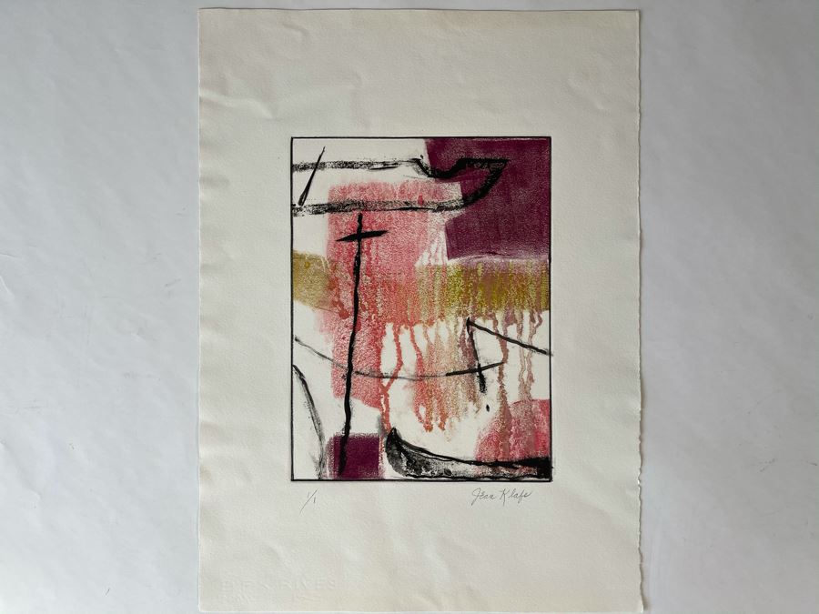 Original Jean Klafs Abstract Expressionist Monotype On Paper 15 X 20 [Photo 2]