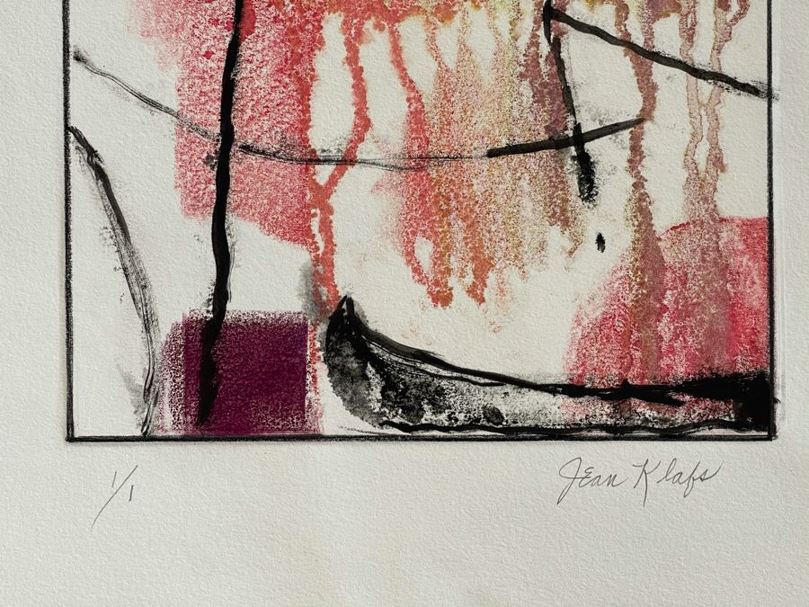 Original Jean Klafs Abstract Expressionist Monotype On Paper 15 X 20 [Photo 6]