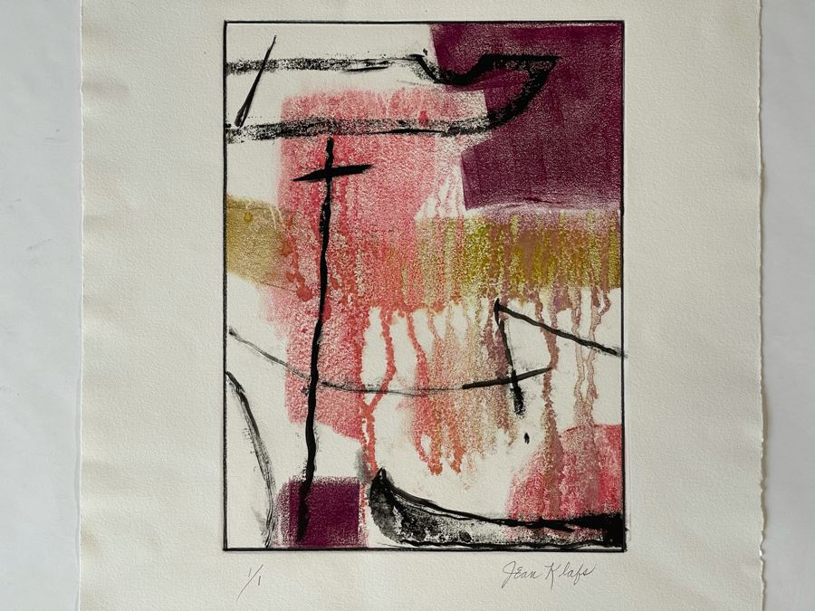 Original Jean Klafs Abstract Expressionist Monotype On Paper 15 X 20 [Photo 3]