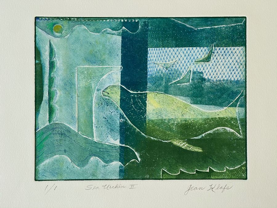 Original Jean Klafs Abstract Expressionist Monotype On Paper Titled 'Sea Urchin II' 20 X 15 [Photo 3]
