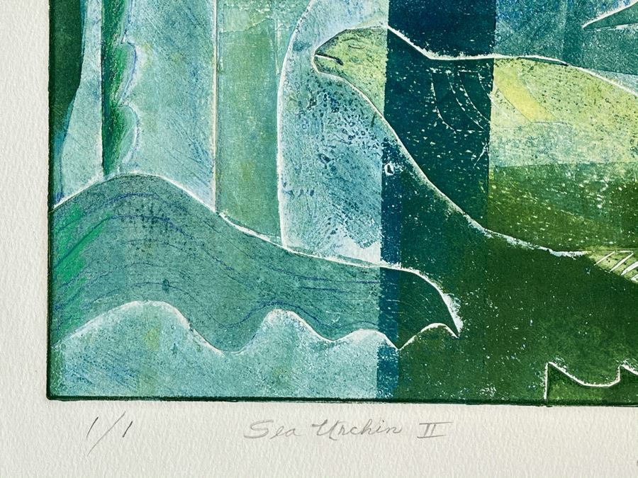 Original Jean Klafs Abstract Expressionist Monotype On Paper Titled 'Sea Urchin II' 20 X 15 [Photo 7]