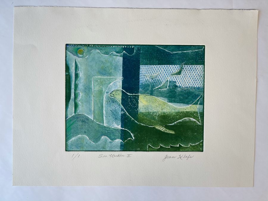 Original Jean Klafs Abstract Expressionist Monotype On Paper Titled 'Sea Urchin II' 20 X 15 [Photo 2]
