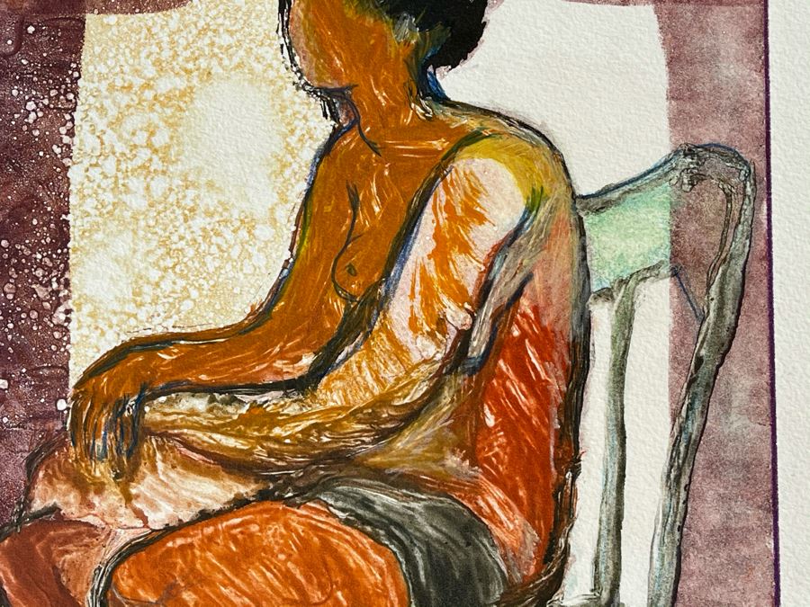 Original Jean Klafs Abstract Expressionist Nude Monotype On Paper 14 X 22 [Photo 8]