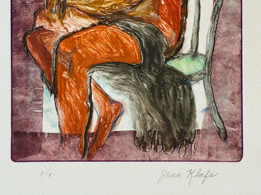 Original Jean Klafs Abstract Expressionist Nude Monotype On Paper 14 X 22 [Photo 5]