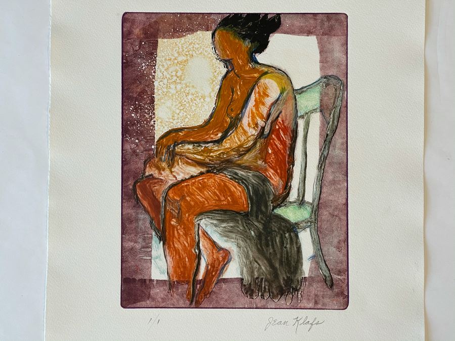 Original Jean Klafs Abstract Expressionist Nude Monotype On Paper 14 X 22 [Photo 3]