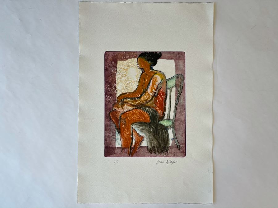 Original Jean Klafs Abstract Expressionist Nude Monotype On Paper 14 X 22 [Photo 2]