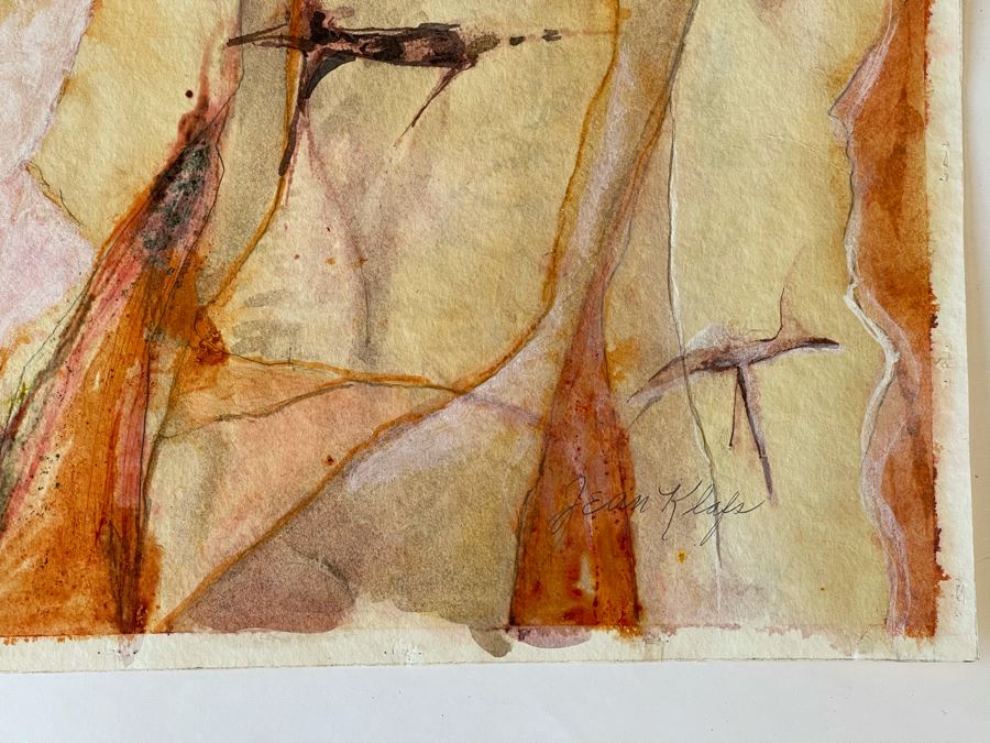 Original Jean Klafs Abstract Expressionist Watercolor Painting On Paper 25 X 14 [Photo 7]