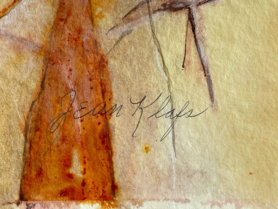 Original Jean Klafs Abstract Expressionist Watercolor Painting On Paper 25 X 14 [Photo 9]