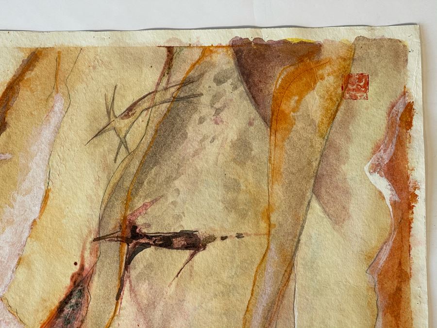 Original Jean Klafs Abstract Expressionist Watercolor Painting On Paper 25 X 14 [Photo 6]