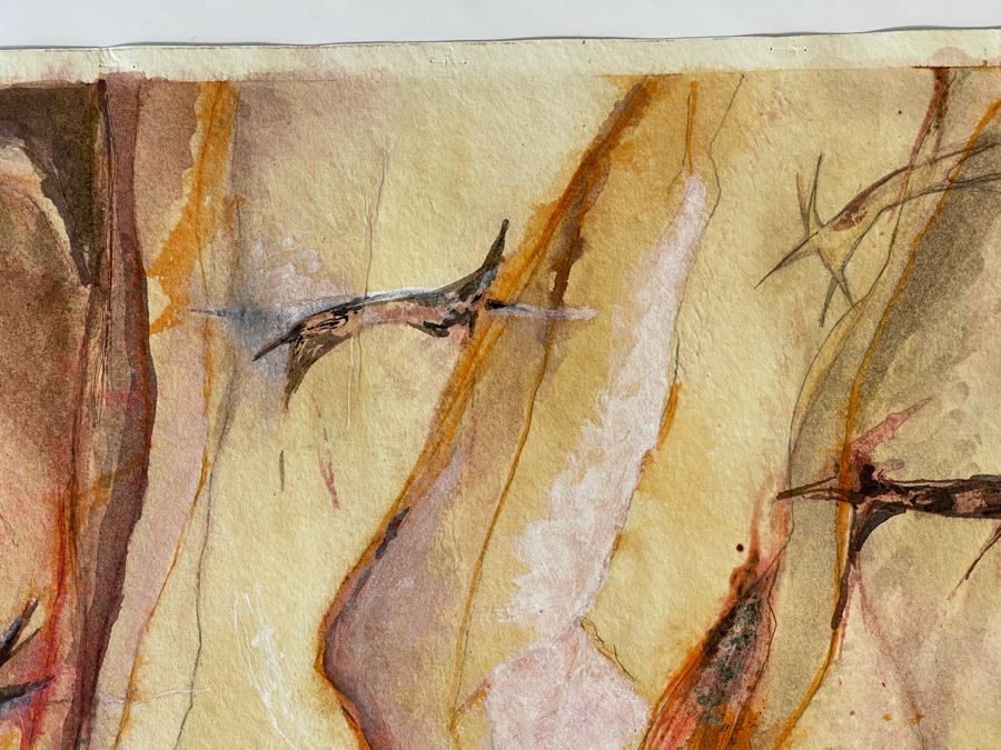 Original Jean Klafs Abstract Expressionist Watercolor Painting On Paper 25 X 14 [Photo 5]