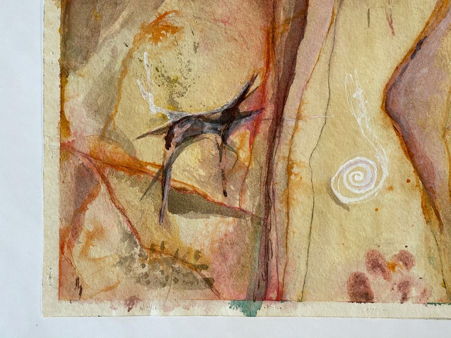 Original Jean Klafs Abstract Expressionist Watercolor Painting On Paper 25 X 14 [Photo 3]