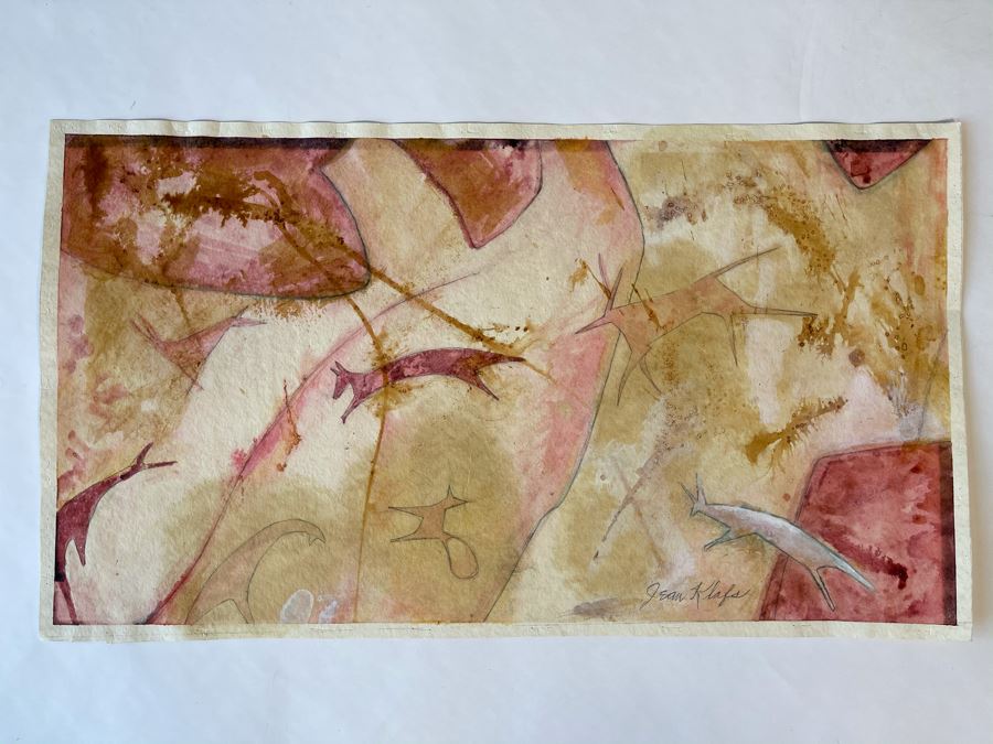 Original Jean Klafs Abstract Expressionist Watercolor Painting On Paper 25 X 14 [Photo 1]