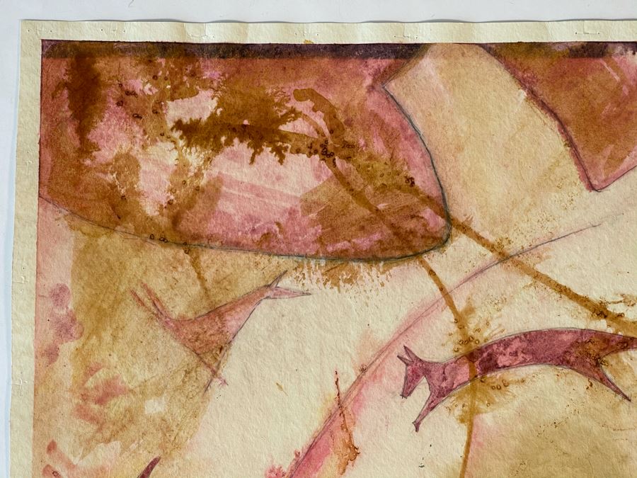 Original Jean Klafs Abstract Expressionist Watercolor Painting On Paper 25 X 14 [Photo 3]