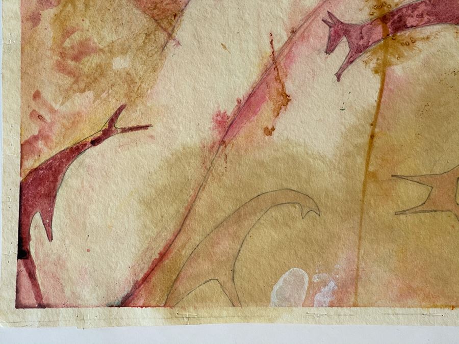 Original Jean Klafs Abstract Expressionist Watercolor Painting On Paper 25 X 14 [Photo 7]