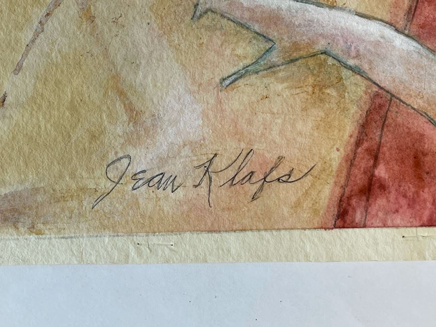Original Jean Klafs Abstract Expressionist Watercolor Painting On Paper 25 X 14 [Photo 6]