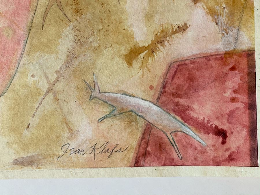 Original Jean Klafs Abstract Expressionist Watercolor Painting On Paper 25 X 14 [Photo 5]