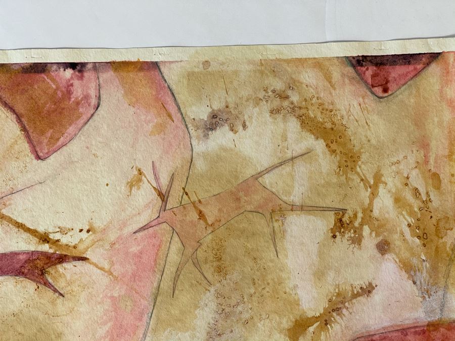 Original Jean Klafs Abstract Expressionist Watercolor Painting On Paper 25 X 14 [Photo 4]