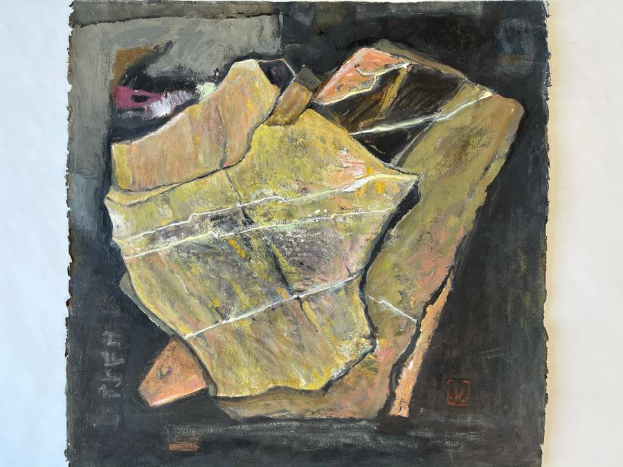 Original Jean Klafs Abstract Expressionist Painting On Paper 23 X 23 [Photo 8]