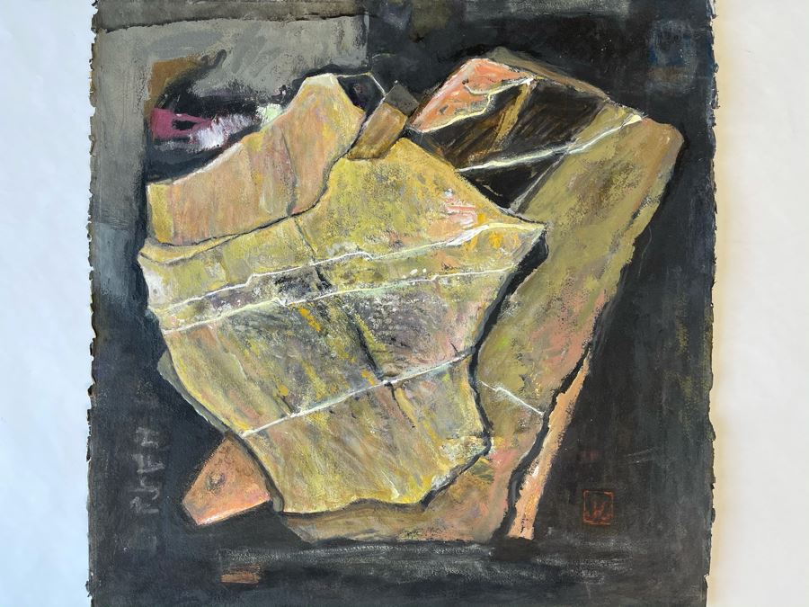 Original Jean Klafs Abstract Expressionist Painting On Paper 23 X 23 [Photo 9]