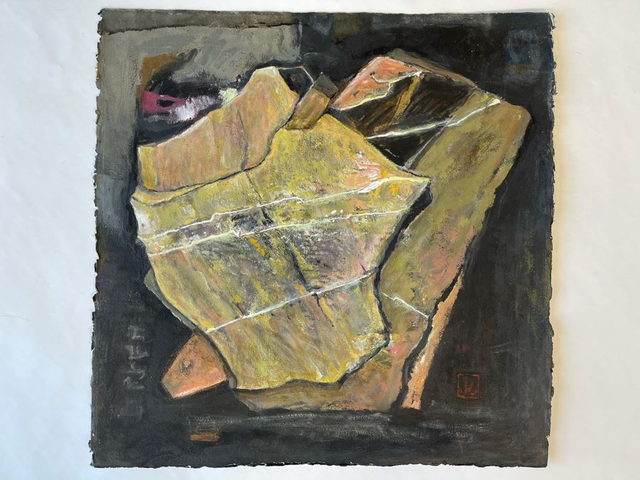 Original Jean Klafs Abstract Expressionist Painting On Paper 23 X 23 [Photo 2]