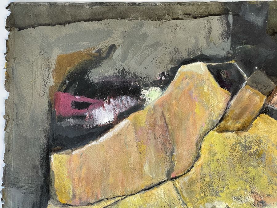 Original Jean Klafs Abstract Expressionist Painting On Paper 23 X 23 [Photo 6]